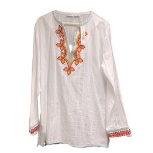 Trina Turk Tunic Medium Top Beach Vacation Summer Colorful Coastal Grandma Boho